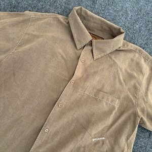 Prana‎ Breathe Button Up Shirt Short Sleeve Outdoor Casual Brown Large